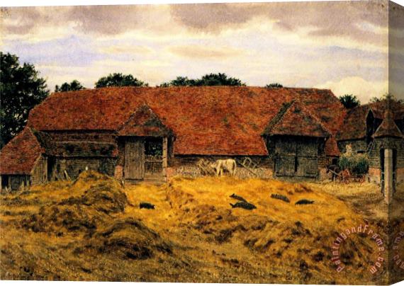 George Price Boyce Old Barn at Whitchurch, Oxon Stretched Canvas Painting / Canvas Art