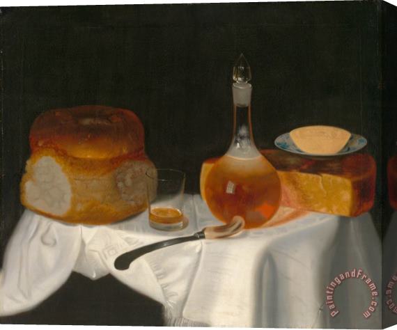 George Smith Still Life of Bread, Butter And Cheese Stretched Canvas Print / Canvas Art