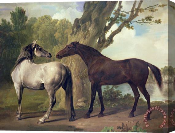 George Stubbs Two Horses In A Landscape Stretched Canvas Painting / Canvas Art