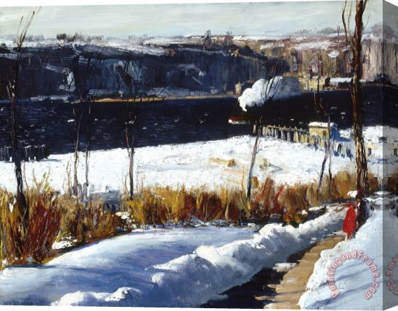 George Wesley Bellows Winter Afternoon, Riverside Park, New York City, January 1909 Stretched Canvas Painting / Canvas Art