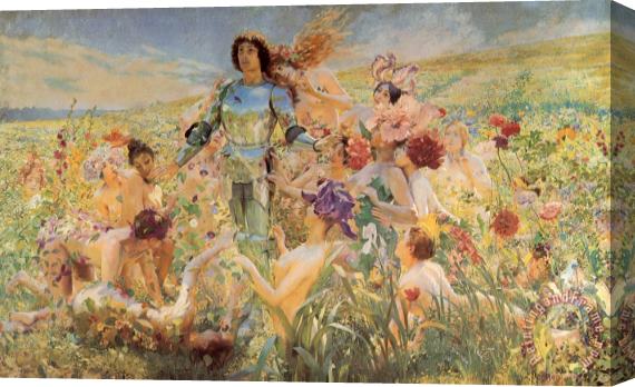 Georges Antoine Rochegrosse The Knight of The Flowers Stretched Canvas Painting / Canvas Art
