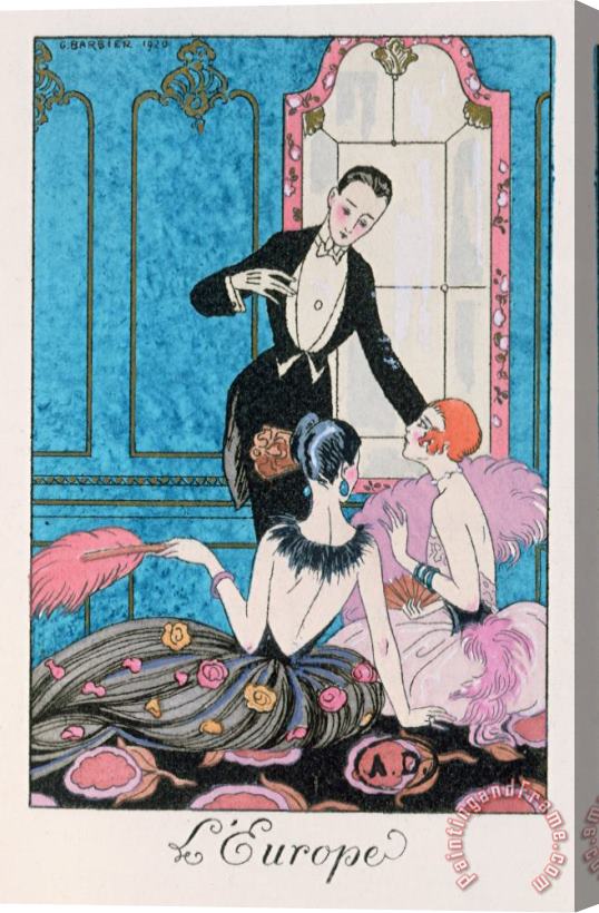 Georges Barbier 'europe' Illustration For A Calendar For 1921 Stretched Canvas Painting / Canvas Art