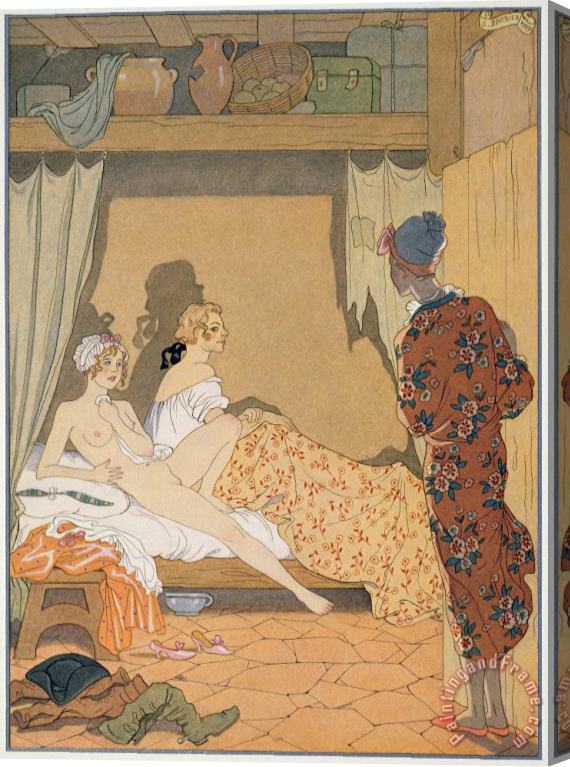 Georges Barbier Bedroom Scene Stretched Canvas Painting / Canvas Art