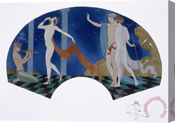 Georges Barbier Fan Design 1911 Stretched Canvas Print / Canvas Art