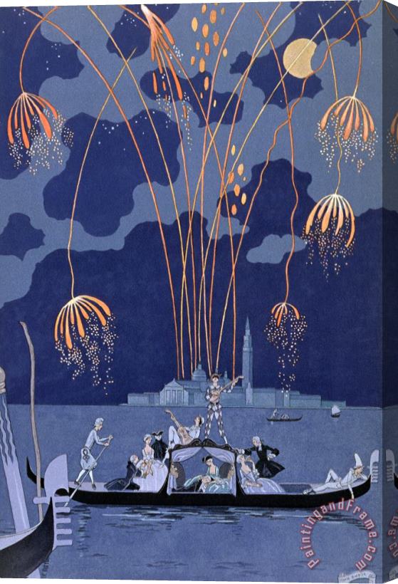 Georges Barbier Fireworks in Venice Stretched Canvas Painting / Canvas Art