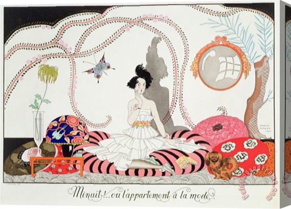 Georges Barbier Midnight Or The Fashionable Apartment 1920 Stretched Canvas Painting / Canvas Art