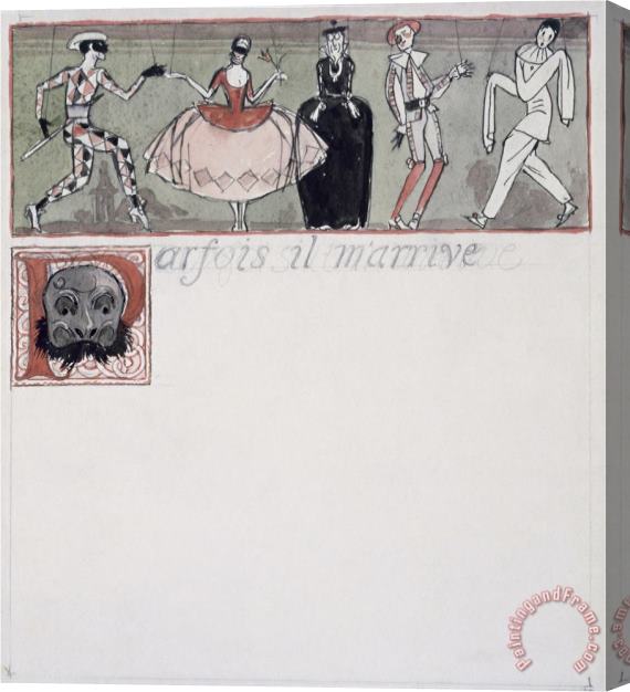 Georges Barbier Parfois Il M Arrive Ink And W C on Paper Stretched Canvas Print / Canvas Art