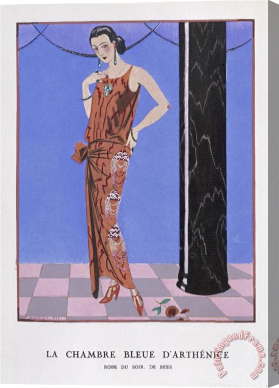 Georges Barbier T Bar Shoes And a Sleeveless Drop Waist Dress with Sash Tie Stretched Canvas Painting / Canvas Art