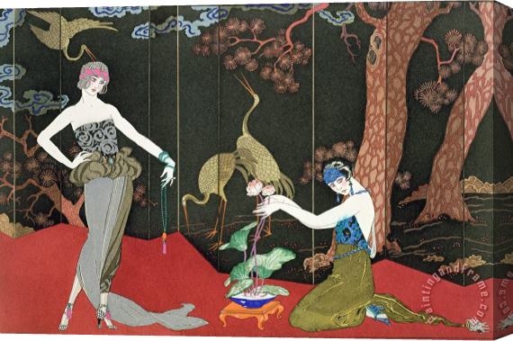 Georges Barbier The Fashion For Lacquer Stretched Canvas Painting / Canvas Art