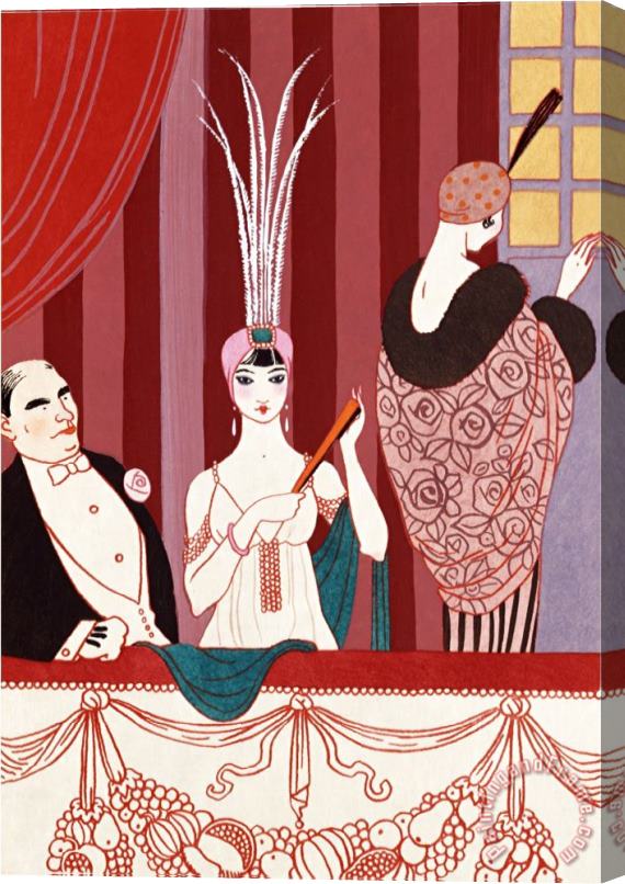 Georges Barbier The Loge France Early 20th Century Stretched Canvas Print / Canvas Art