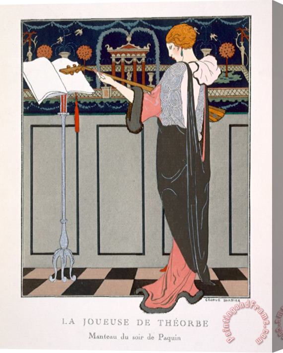 Georges Barbier The Theorbo Player Stretched Canvas Painting / Canvas Art