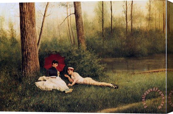 Georges Croegaert A Rest After Boating Stretched Canvas Print / Canvas Art