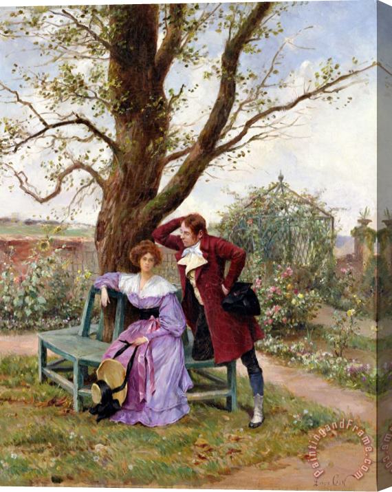 Georges Jules Auguste Cain Flirtation Stretched Canvas Print / Canvas Art