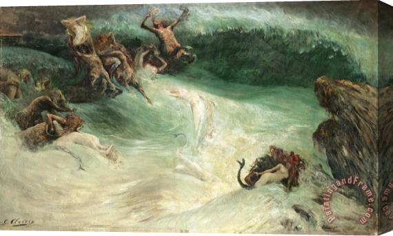 Georges Jules Victor Clairin Naiades Et Centaurs Dans Les Vagues Stretched Canvas Painting / Canvas Art