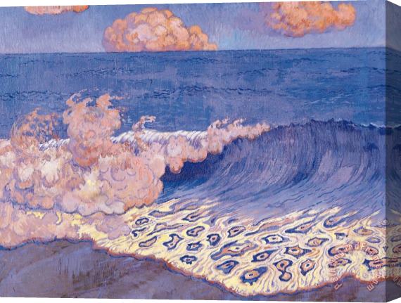 Georges Lacombe Blue Seascape Wave Effect Stretched Canvas Painting / Canvas Art