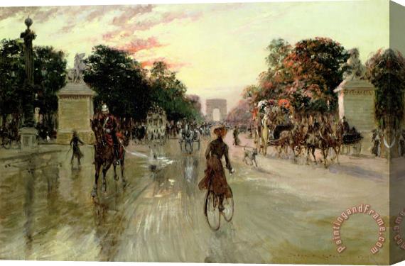 Georges Stein The Champs Elysees - Paris Stretched Canvas Painting / Canvas Art