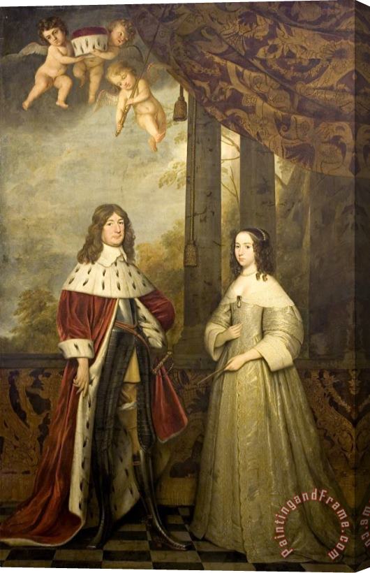 Gerard Van Honthorst Portrait of Friedrich Wilhelm, Elector of Brandenburg, with His Wife Louise Henrietta, Countess of Nassau Stretched Canvas Painting / Canvas Art