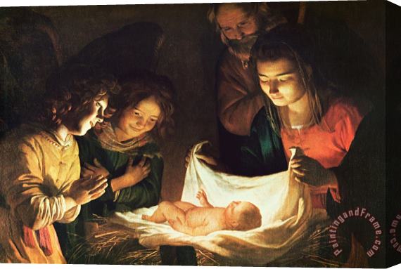 Gerrit van Honthorst Adoration of the baby Stretched Canvas Painting / Canvas Art