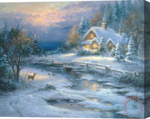 Ghambaro Winter Cottage Stretched Canvas Painting / Canvas Art
