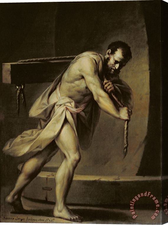 Giacomo Zampa Samson in the treadmill Stretched Canvas Print / Canvas Art