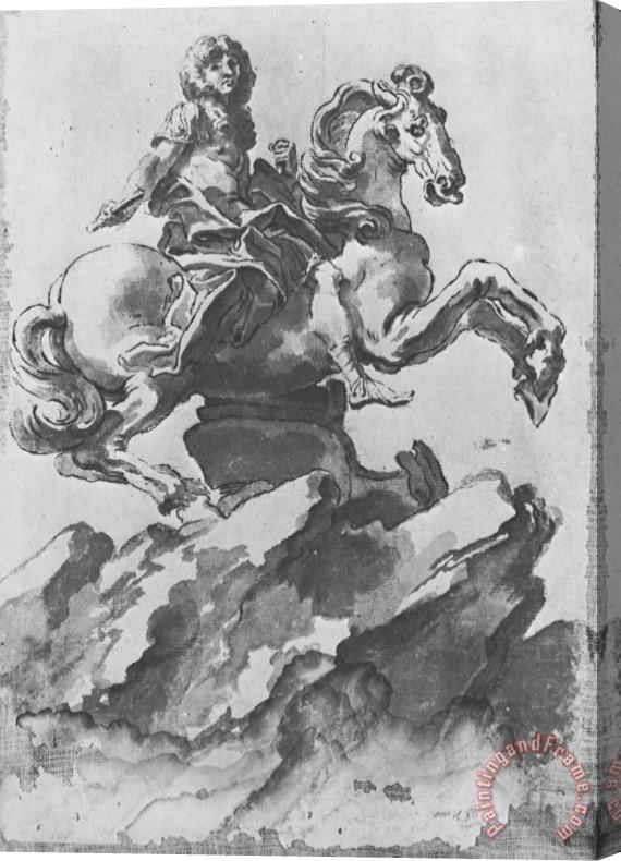 Gian Lorenzo Bernini Design for The Equestrian Monument of Louis Xiv Stretched Canvas Painting / Canvas Art