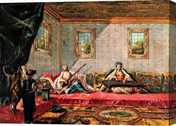Giovanni Antonio Guardi; Francesco Guardi Two Odalisques Playing Music in The Harem Stretched Canvas Painting / Canvas Art