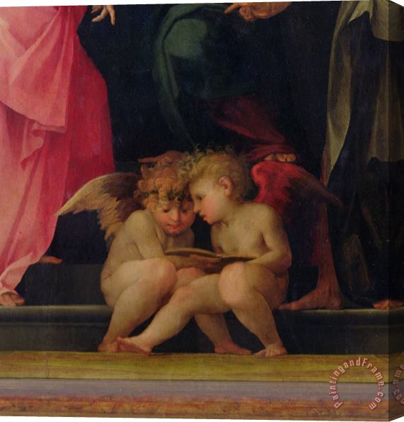 Giovanni Battist Rosso Fiorentino Two cherubs reading detail from Madonna and Child with Saints Stretched Canvas Print / Canvas Art