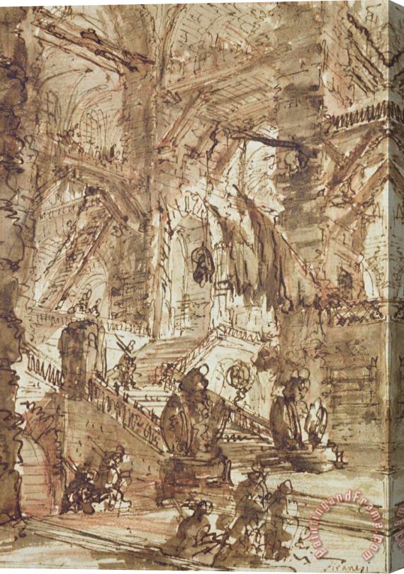 Giovanni Battista Piranesi Preparatory Drawing For Plate Number Viii Of The Carceri Al'invenzione Series Stretched Canvas Painting / Canvas Art