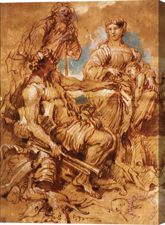 Giovanni Benedetto Castiglione  Allegory in Honour of The Ruling Couple of Mantua Stretched Canvas Print / Canvas Art