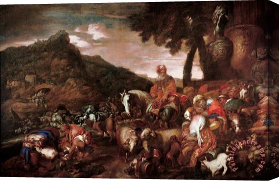 Giovanni Benedetto Castiglione  Journey of The Family of Abraham Stretched Canvas Print / Canvas Art