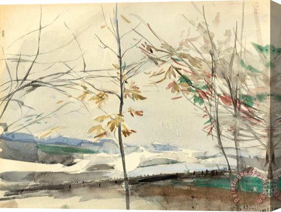 Giovanni Boldini Autumn Landscape with Trees Stretched Canvas Print / Canvas Art