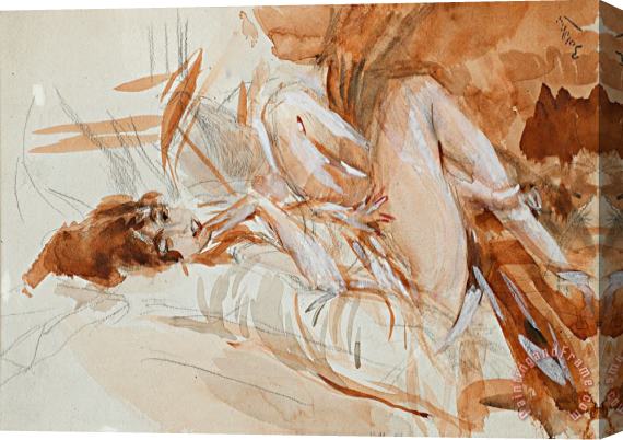 Giovanni Boldini Reclining Lady Stretched Canvas Painting / Canvas Art