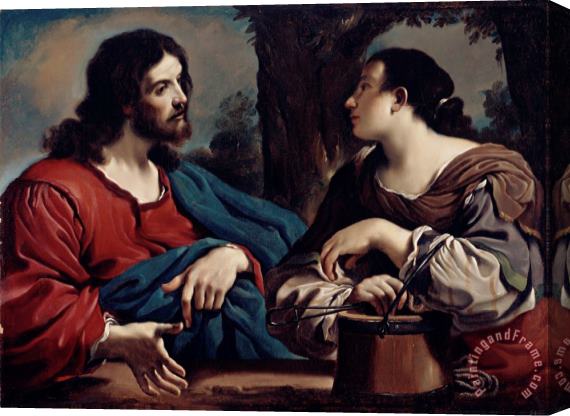 Giovanni Francesco Barbieri Guercino Christ and the Woman of Samaria Stretched Canvas Painting / Canvas Art