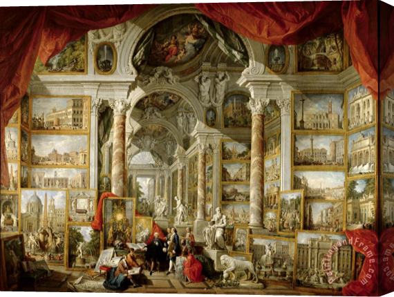 Giovanni Paolo Panini Gallery with Views of Modern Rome Stretched Canvas Painting / Canvas Art