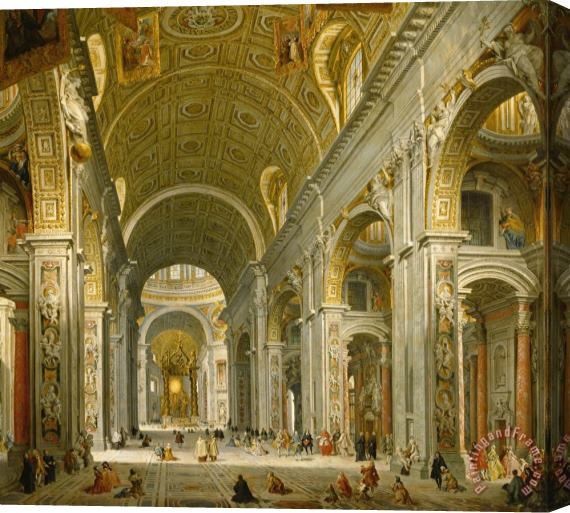 Giovanni Paolo Panini Interior of St. Peter's - Rome Stretched Canvas Print / Canvas Art