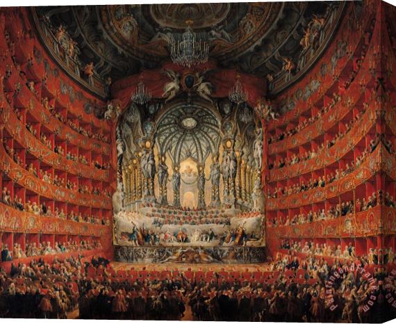 Giovanni Paolo Pannini or Panini Concert given by Cardinal de La Rochefoucauld at the Argentina Theatre in Rome Stretched Canvas Painting / Canvas Art