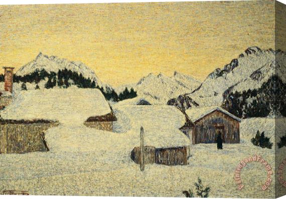 Giovanni Segantini Chalets In Snow Stretched Canvas Print / Canvas Art