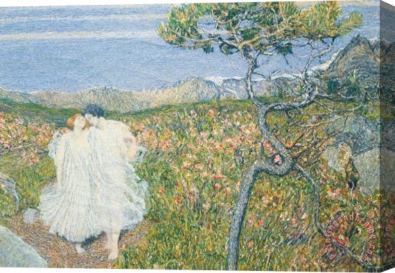 Giovanni Segantini Love At The Fountain Of Life Or Lovers At The Sources Of Life Stretched Canvas Painting / Canvas Art