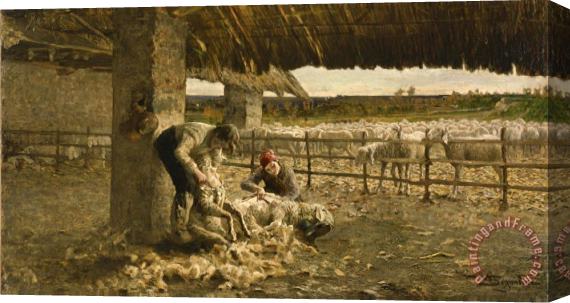 Giovanni Segantini The Sheepshearing Stretched Canvas Painting / Canvas Art