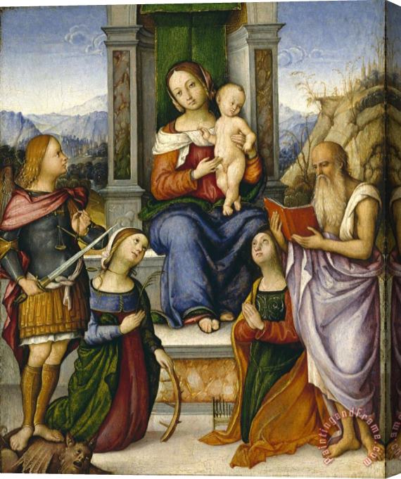 Girolamo Marchesi The Virgin And Child Enthroned with Saints Michael, Catherine of Alexandria, Cecilia, And Jerome Stretched Canvas Print / Canvas Art
