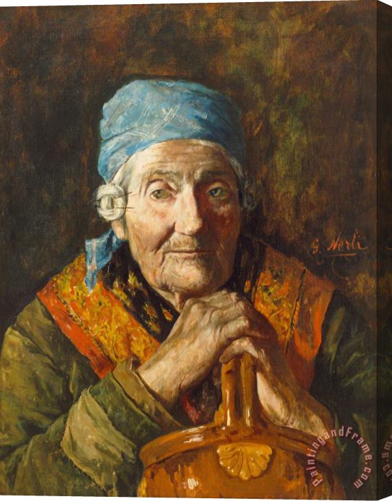 Girolamo Nerli An Old Woman (study) Stretched Canvas Print / Canvas Art