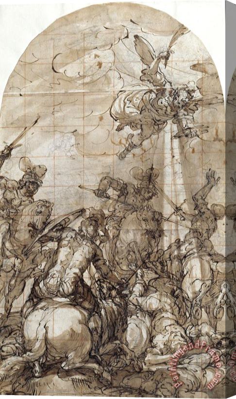 Giulio Benso Battle Scene with The Appearance of The Angel of Victory Stretched Canvas Painting / Canvas Art