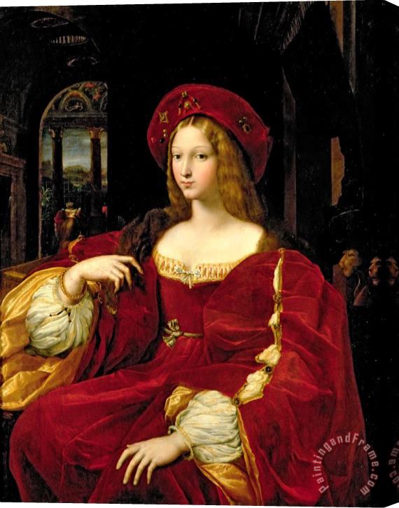 Giulio Romano Portrait of Jeanne of Aragon (c.1500 77) Wife of Ascannio Colonna, Viceroy of Naples Stretched Canvas Print / Canvas Art