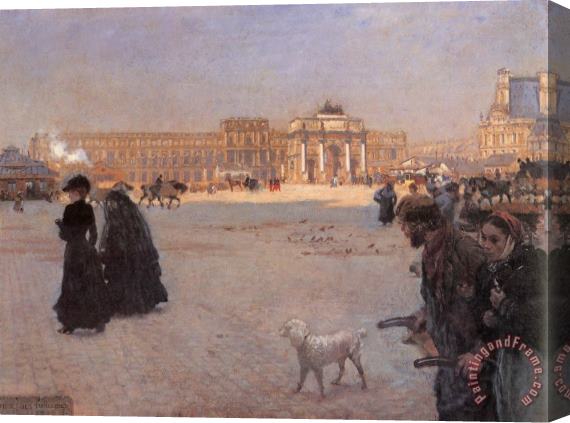Giuseppe De Nittis The Place De Carrousel And The Ruins of The Tuileries Palace in 1882 Stretched Canvas Painting / Canvas Art