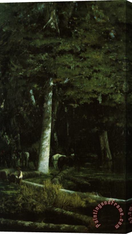 Giuseppe De Nittis Wood Felling in a Forest Stretched Canvas Print / Canvas Art