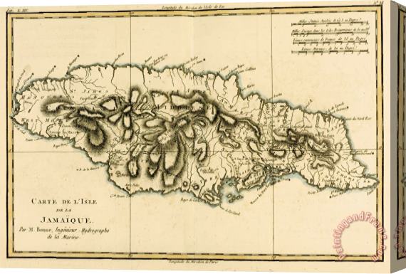 Guillaume Raynal Map of Jamaica Stretched Canvas Painting / Canvas Art