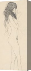 Drawing Canvas Prints - Female Nude Standing Drawing by Gustav Klimt