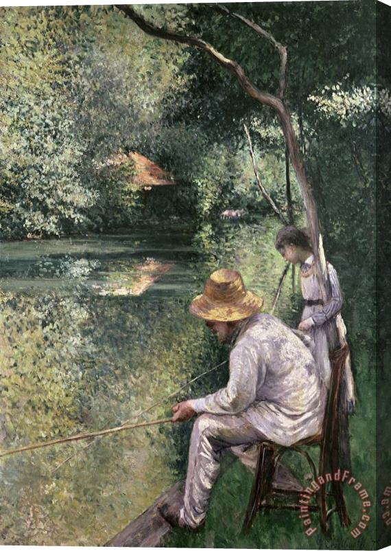 Gustave Caillebotte Angling Stretched Canvas Painting / Canvas Art