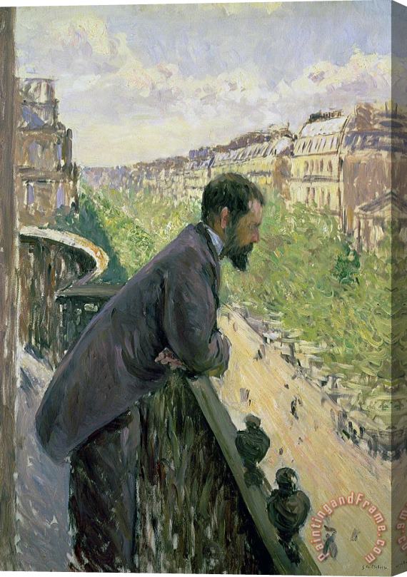 Gustave Caillebotte Man On A Balcony Stretched Canvas Painting / Canvas Art