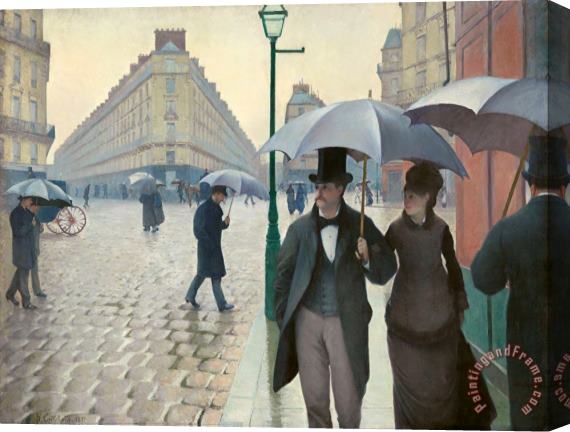 Gustave Caillebotte Paris Street Rainy Day Stretched Canvas Print / Canvas Art